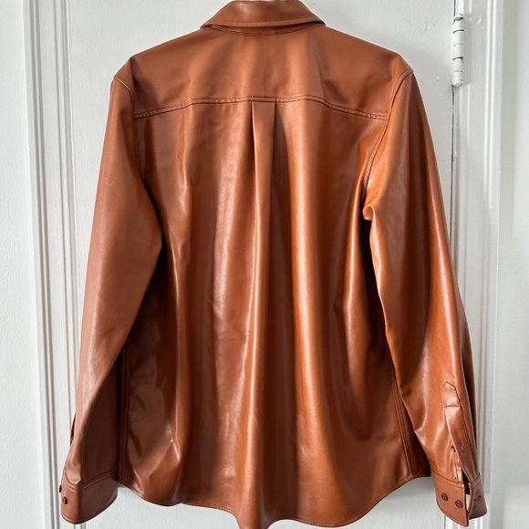 Brand New Tan Pleather Overshirt - Picture 2 of 3